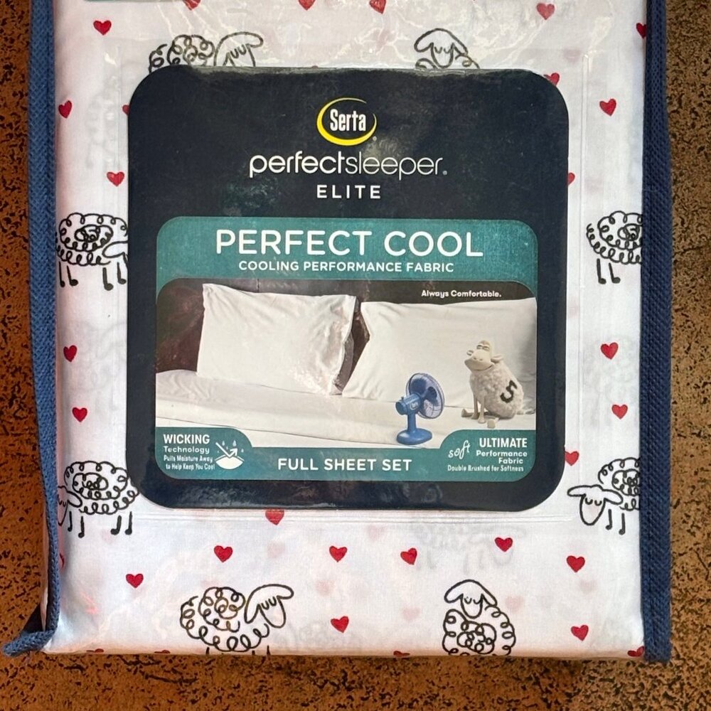 Serta Perfect Sleeper SLEEPING SHEEP with RED HEARTS Sheet Set (6-pc FULL Size)